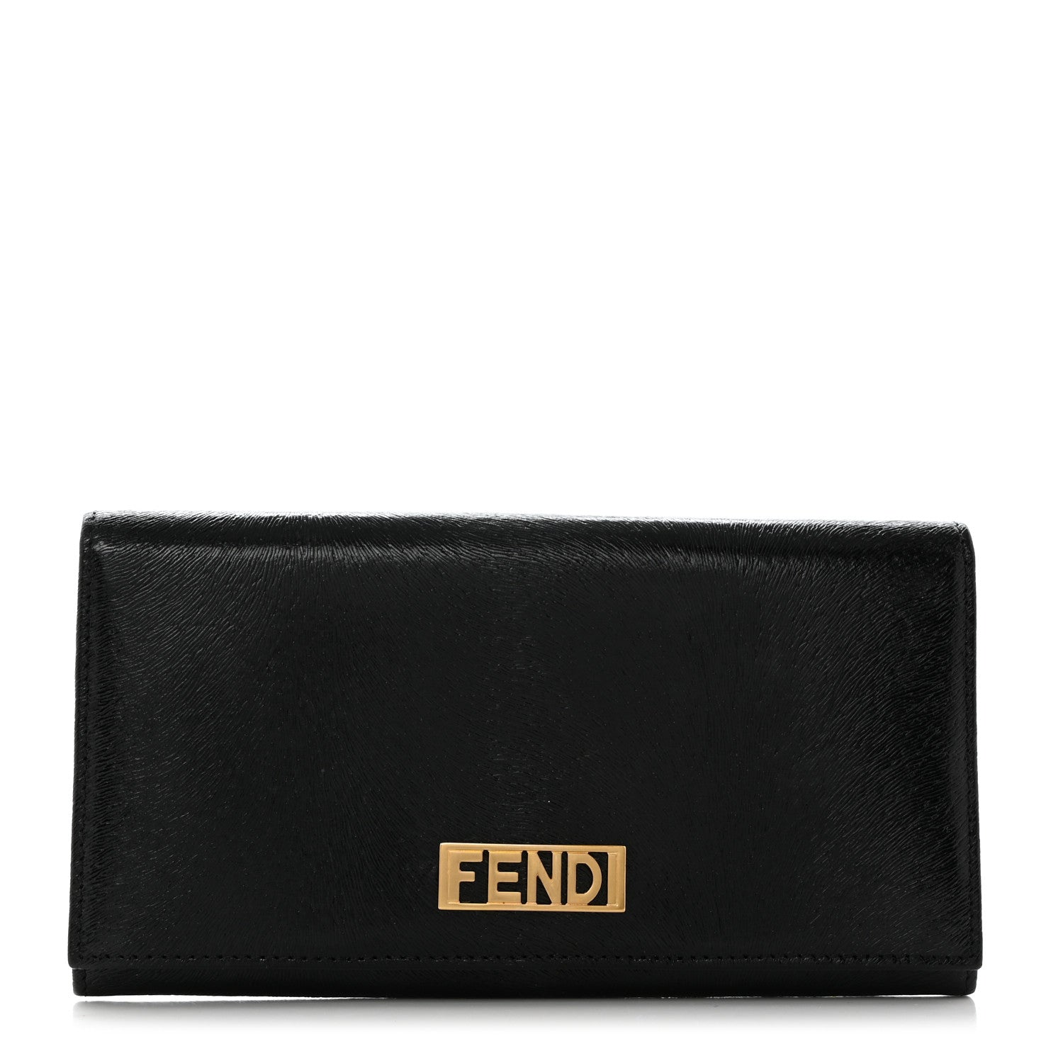 Fendi Shiny Calfskin Continental Wallet Black 1 of 9