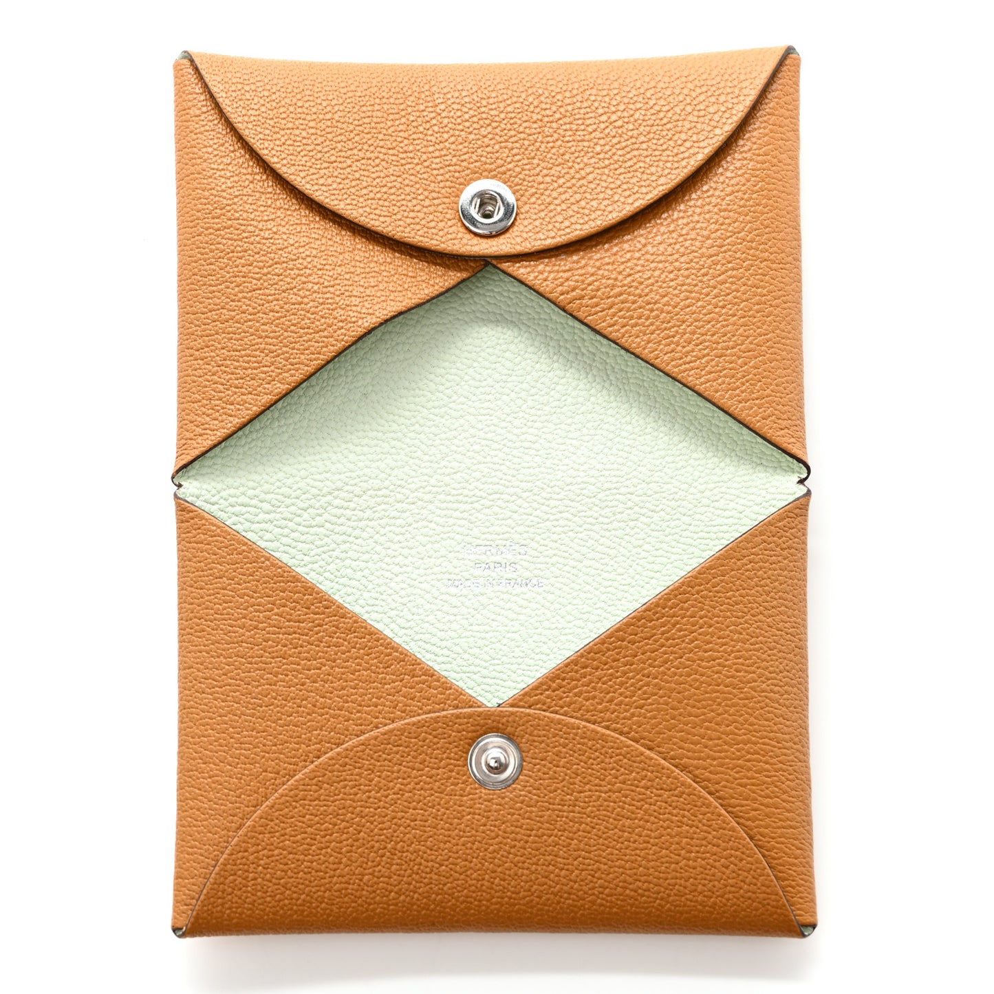 Chevre Mysore Verso Calvi Card Case Caramel Vert Fizz