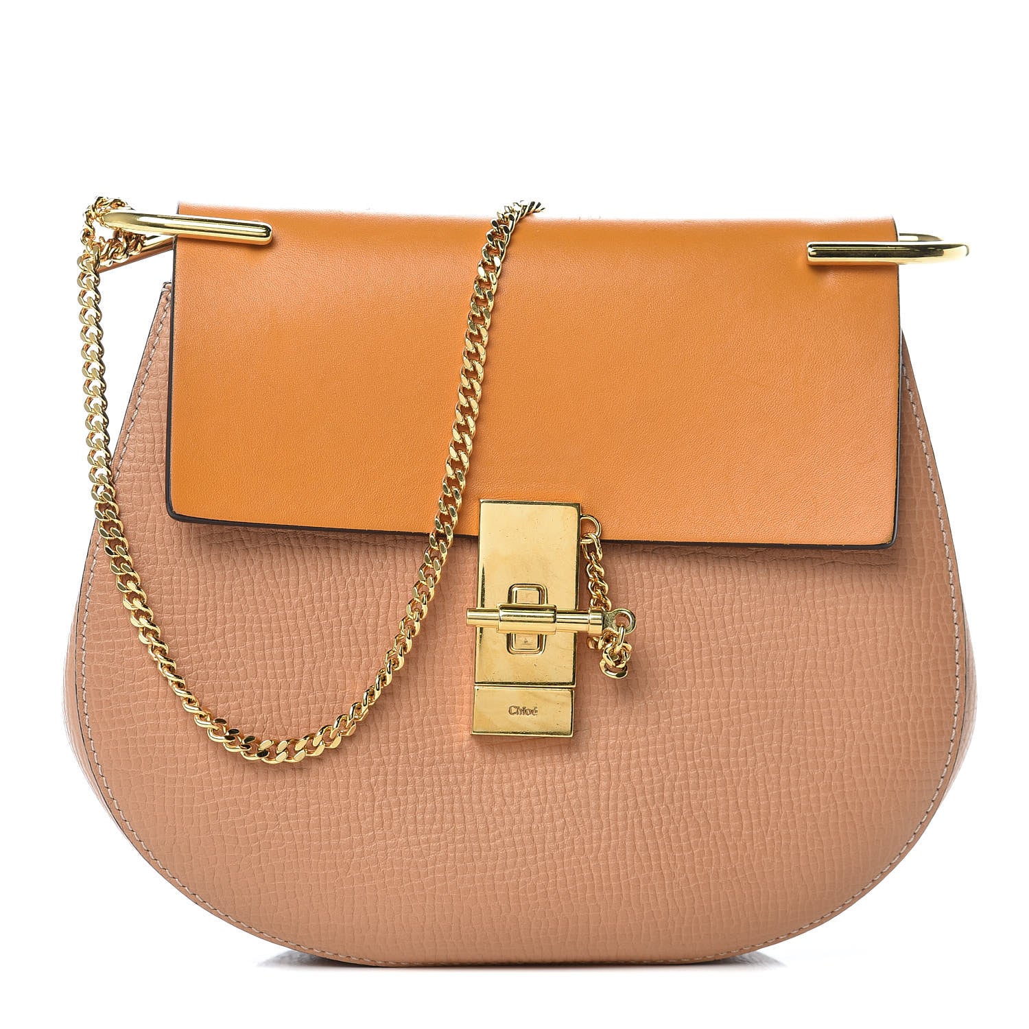 Chloe Grained Calfskin Lambskin Drew Shoulder Bag Wet Sand Sunflower 1 of 9