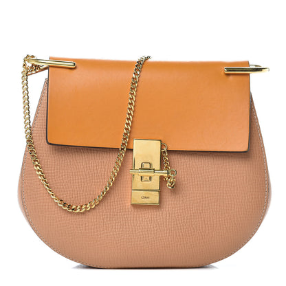 Chloe Grained Calfskin Lambskin Drew Shoulder Bag Wet Sand Sunflower 1 of 9