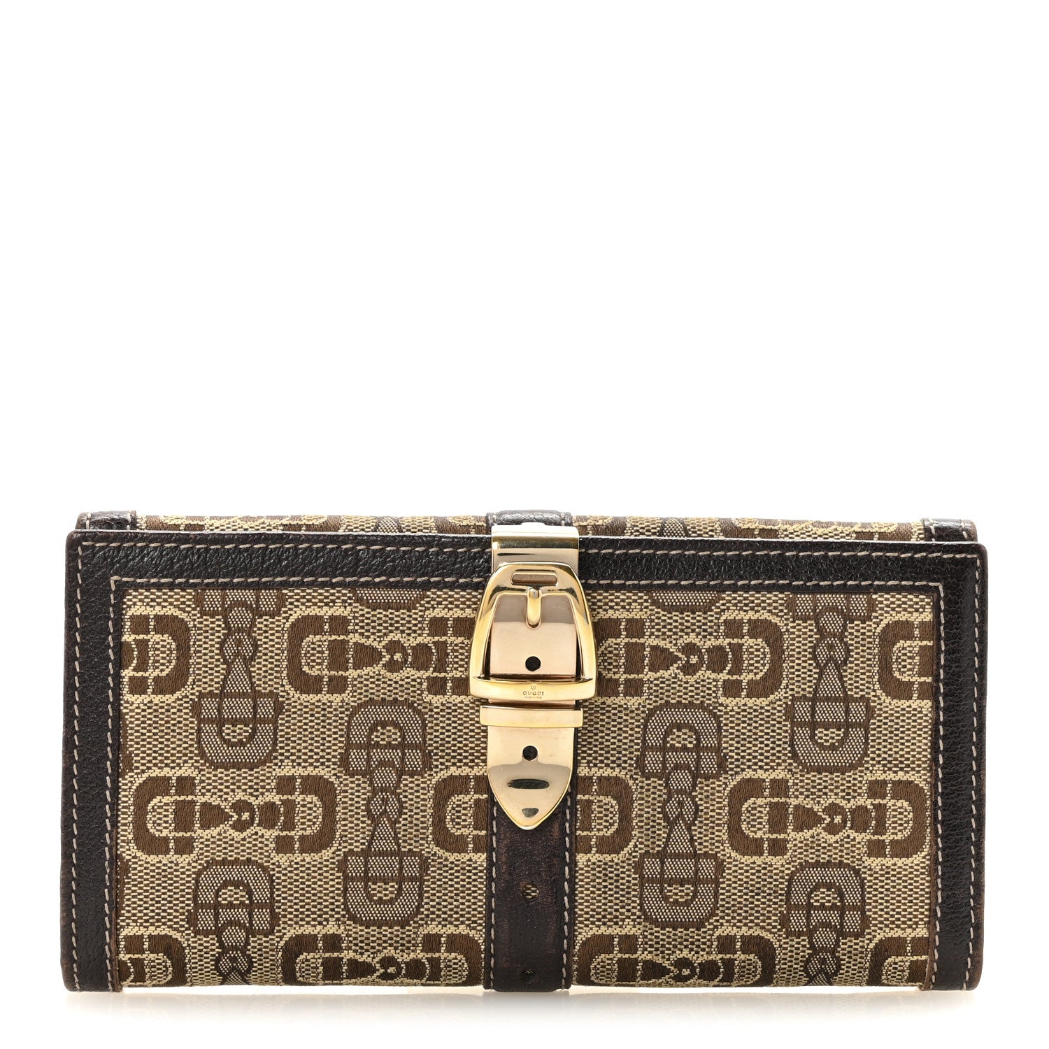 Gucci Monogram Buckle Continental Wallet Brown 1 of 8