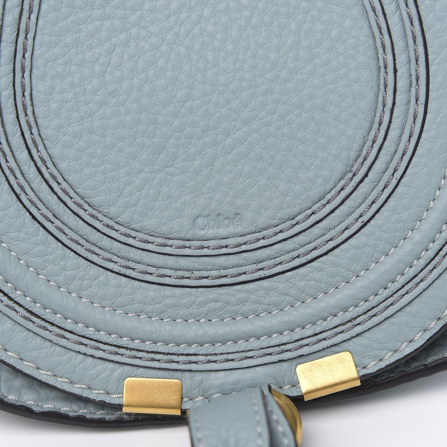 Calfskin Mini Marcie Round Crossbody Bag Faded Blue