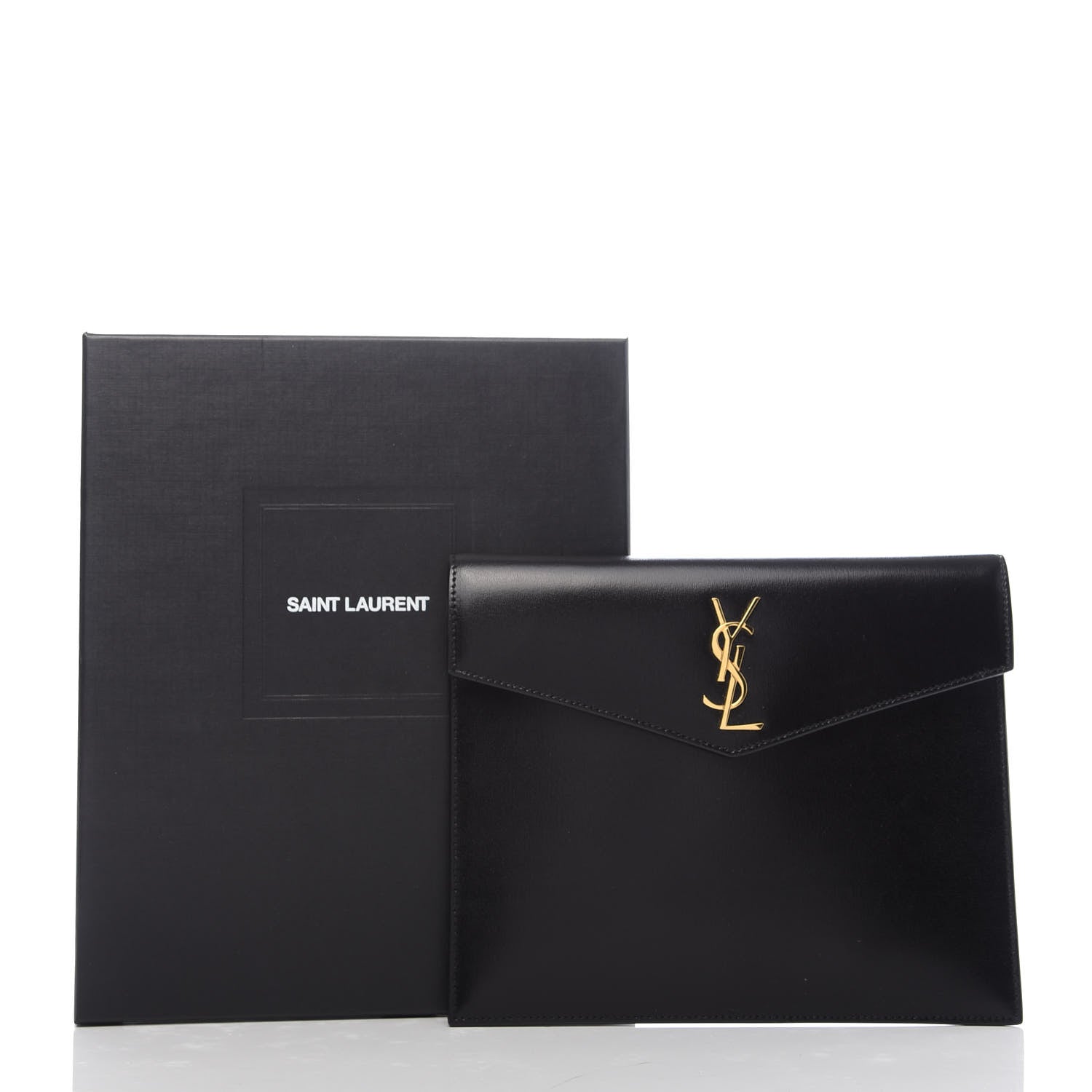 Saint Laurent Smooth Shiny Calfskin Monogram Uptown Baby Pouch Black 7 of 7