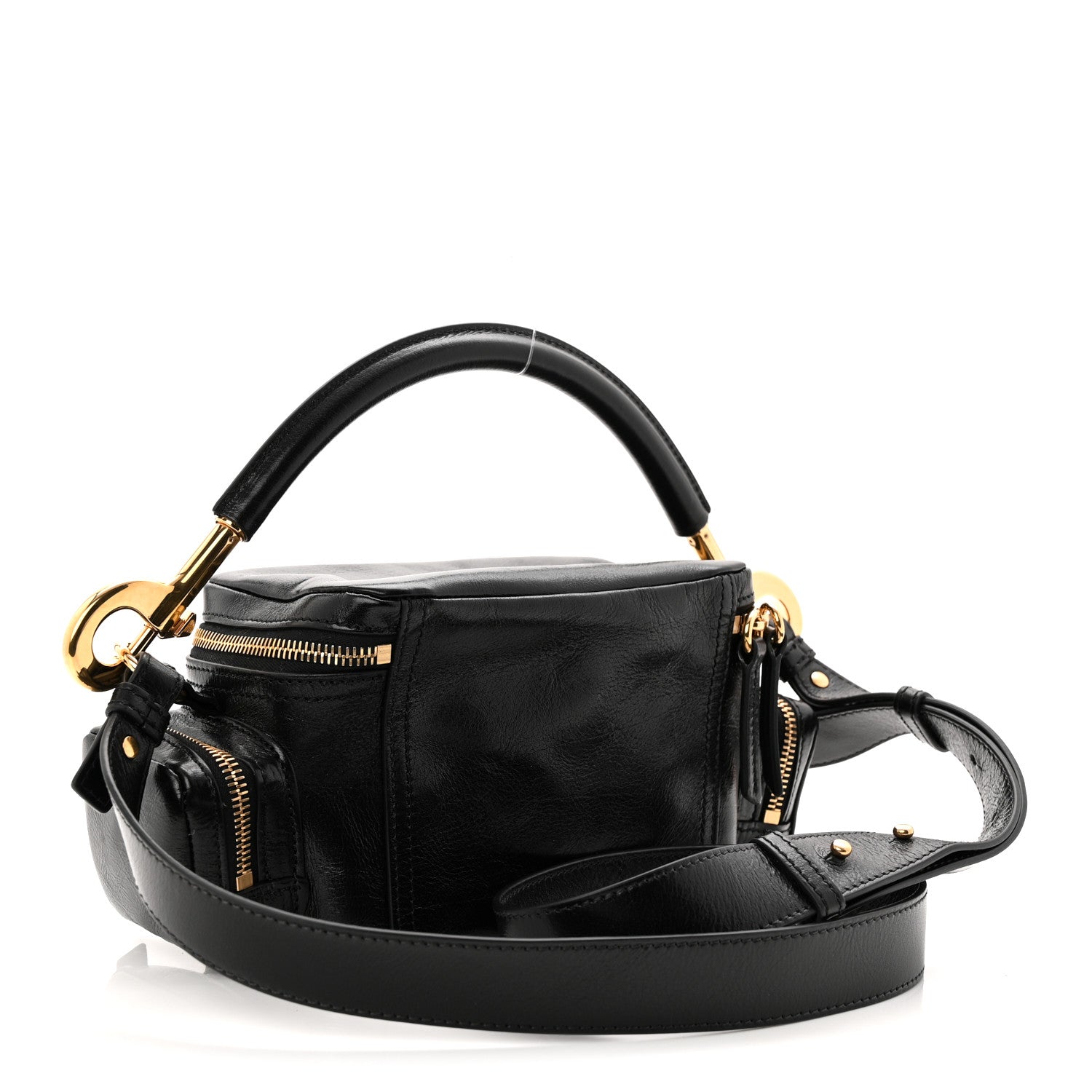 Chloe Shiny Buffalo Small Double Carry Camera Bag Black 3 of 10