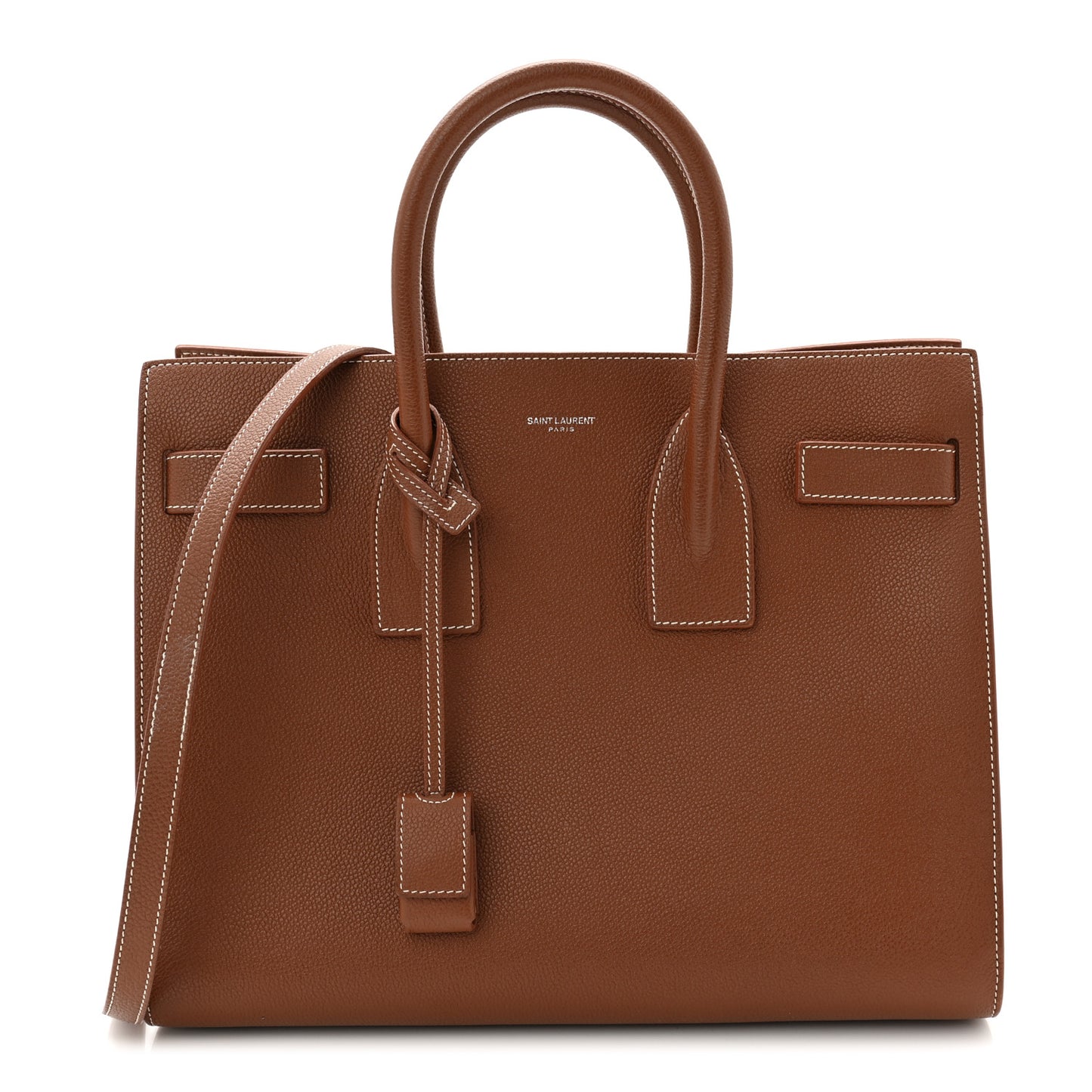 Grained Calfskin Topstitch Small Sac De Jour Saddle