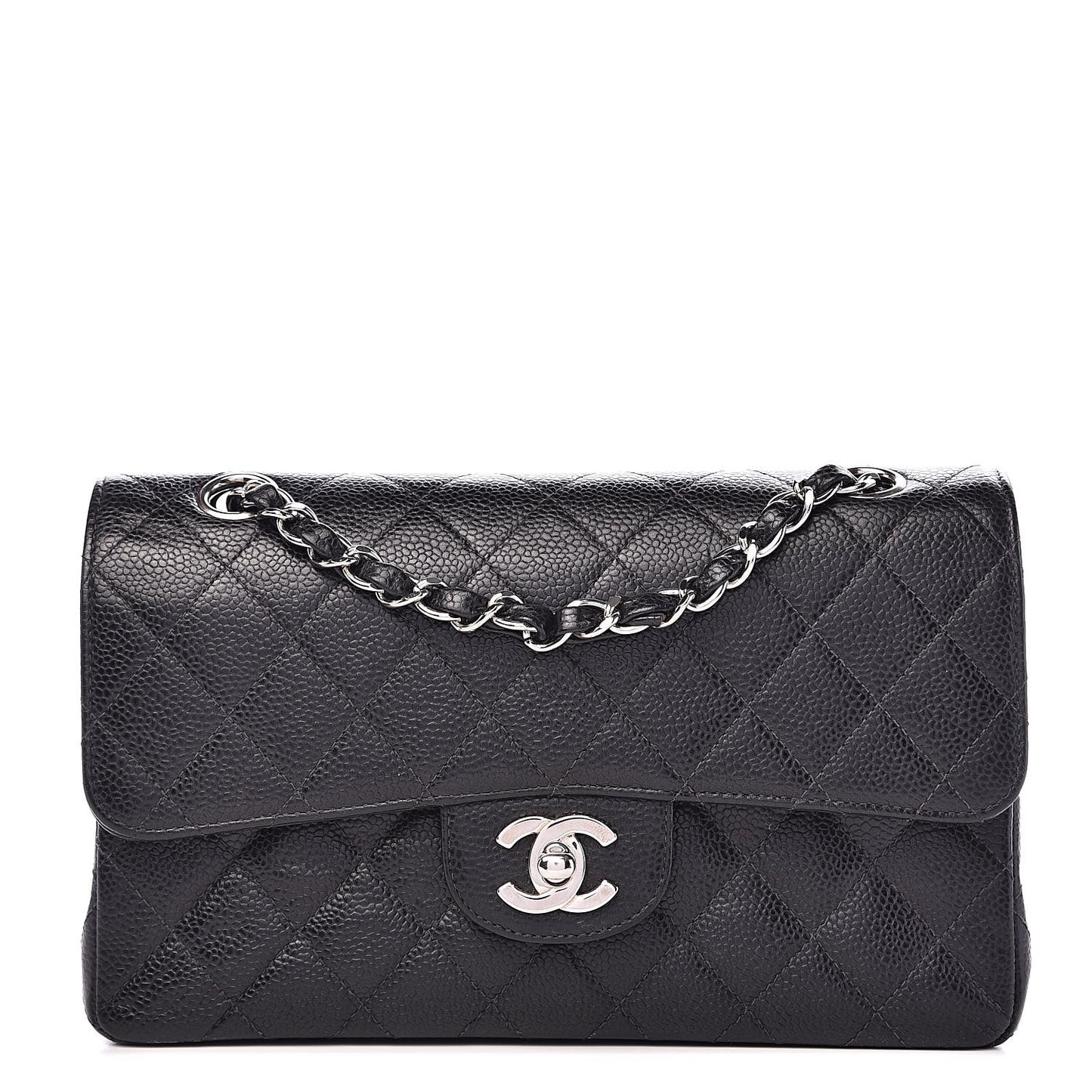 Caviar Quilted Small Double Flap Black