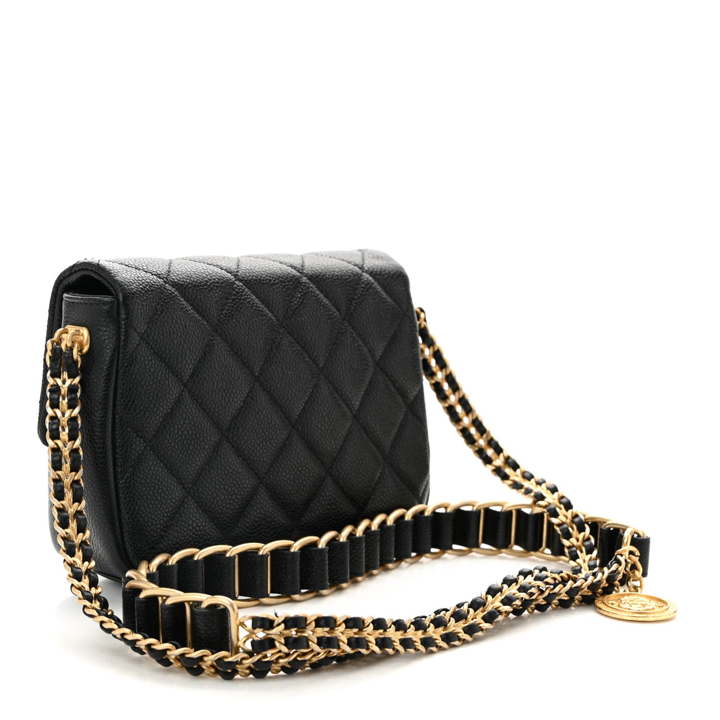 Caviar Quilted Mini Chain Soul Flap Black