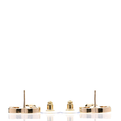 Chanel Metal Crystal CC Heart Drop Earrings Gold 3 of 5