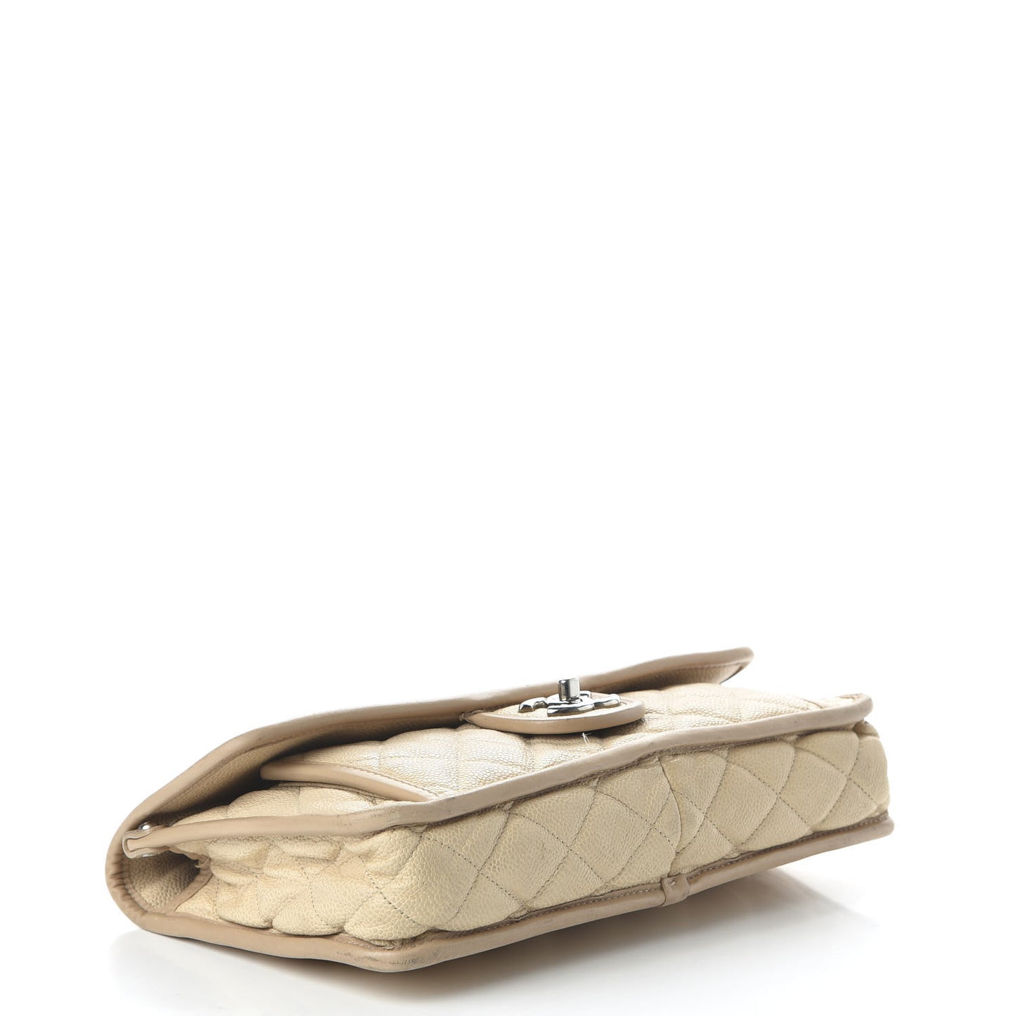 Caviar Quilted Medium French Riviera Flap Beige