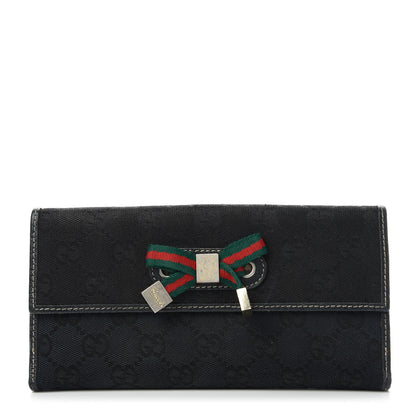Gucci Monogram Web Bow Wallet Black 1 of 12