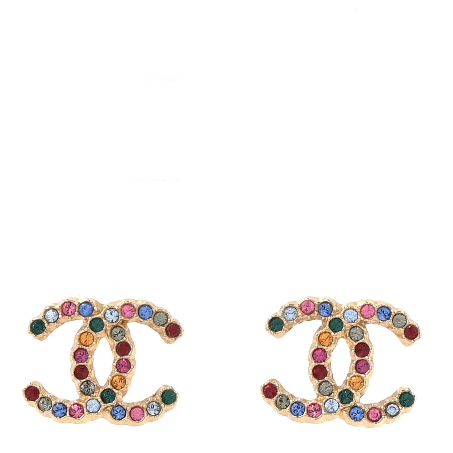 Chanel Crystal Over The Rainbow CC Earrings  Gold Multicolor 1 of 5