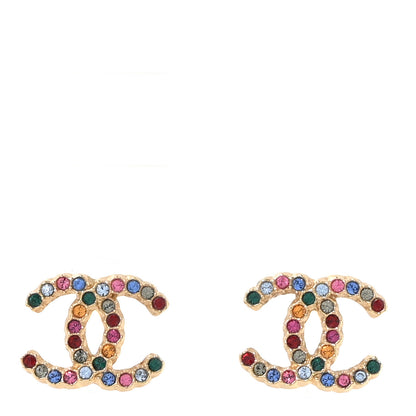 Chanel Crystal Over The Rainbow CC Earrings  Gold Multicolor 1 of 5