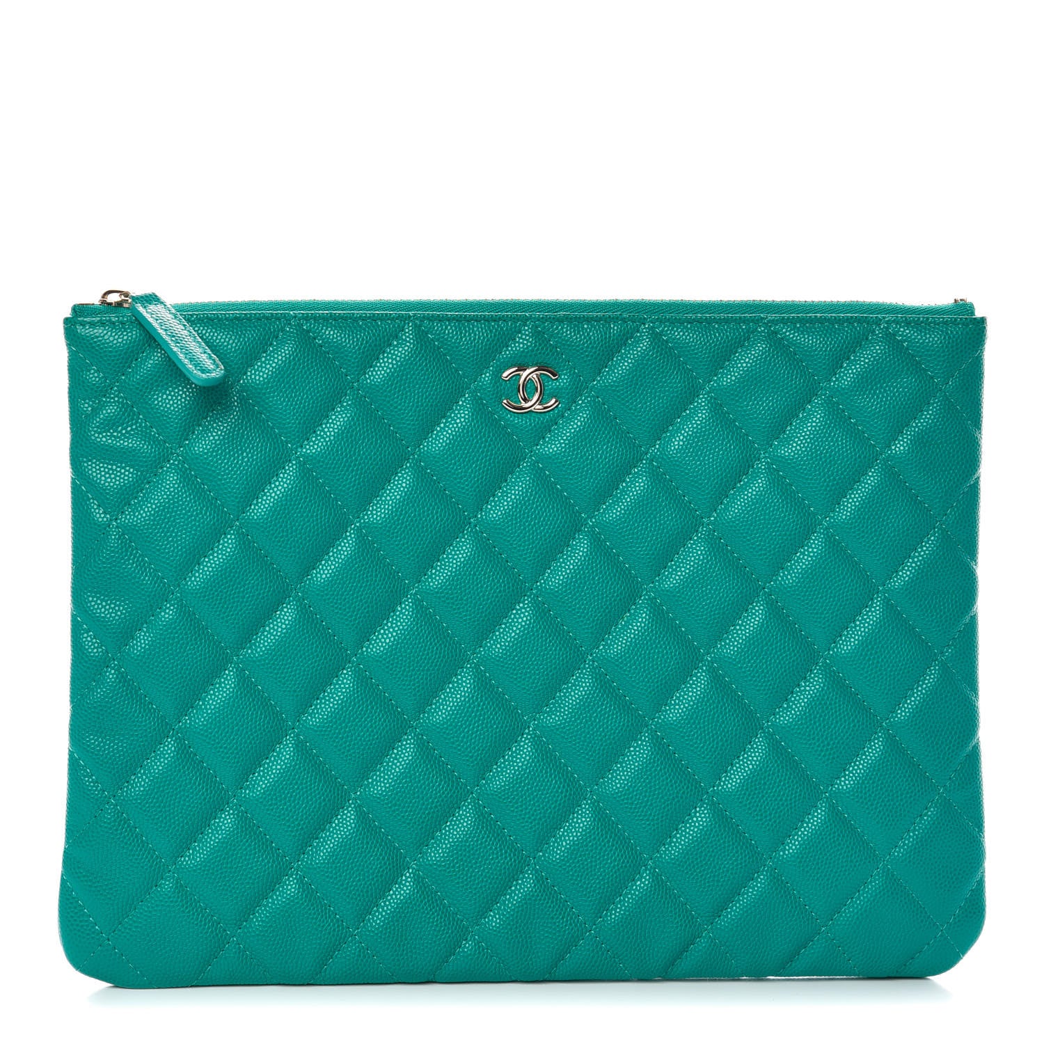 Chanel Iridescent Caviar Quilted Medium Cosmetic Case Turquoise 1 of 7