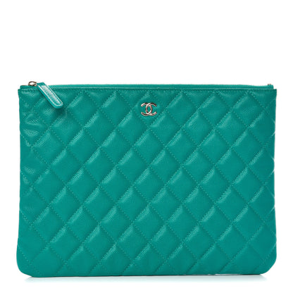 Chanel Iridescent Caviar Quilted Medium Cosmetic Case Turquoise 1 of 7