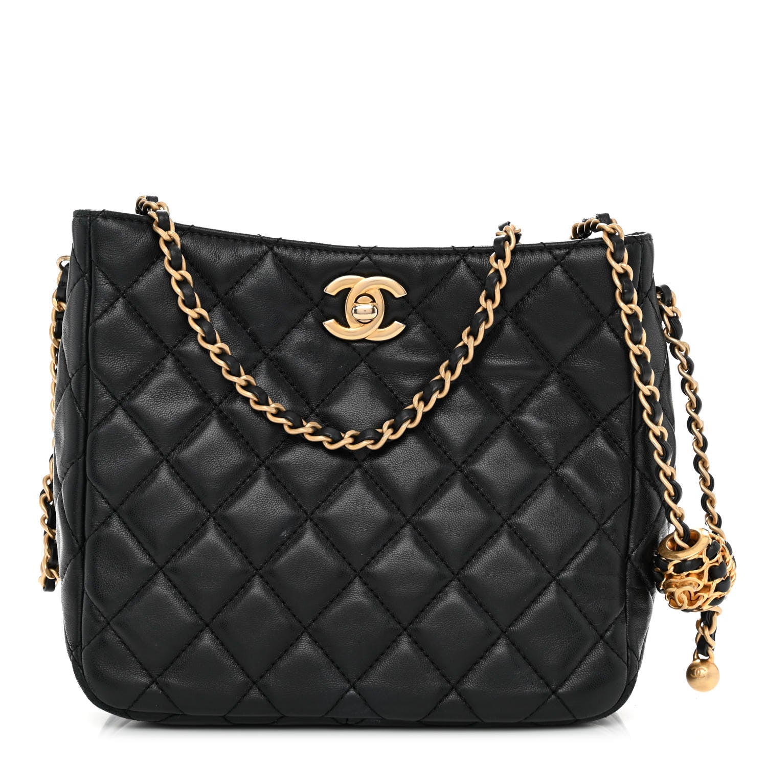 Chanel Lambskin Quilted Small Pearl Crush Hobo Black 1 of 12