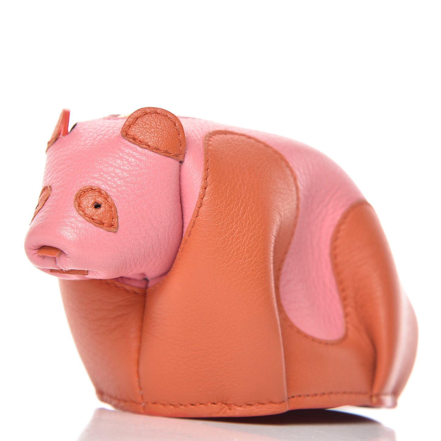 Calfskin Panda Coin Purse Orange Pink
