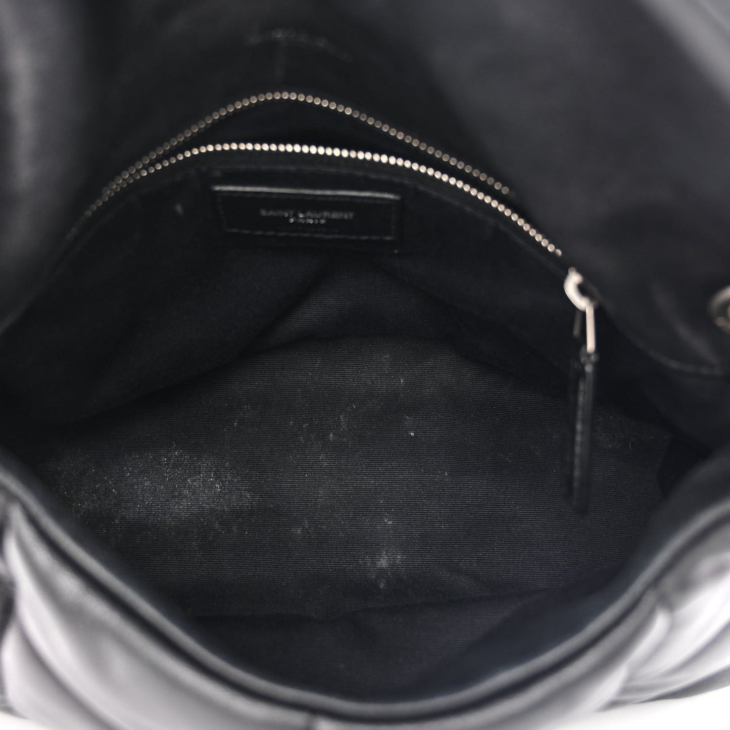 Lambskin Quilted Small Loulou Puffer Monogram Chain Satchel Black
