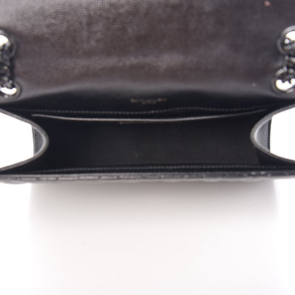 Saint Laurent Grain De Poudre Textured Mixed Matelasse Triquilt Medium Monogram Satchel Black 4 of 11