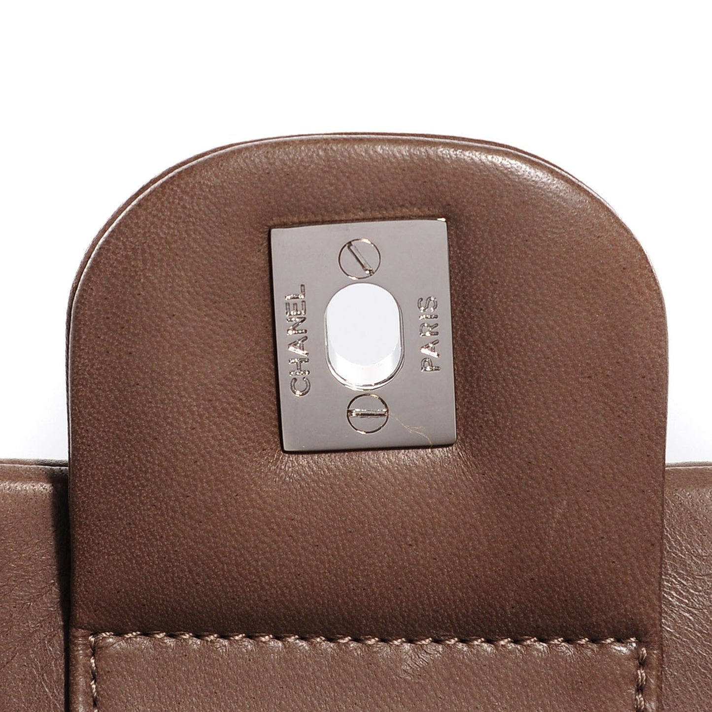 Lambskin Vertical Quilted East West Flap Brown