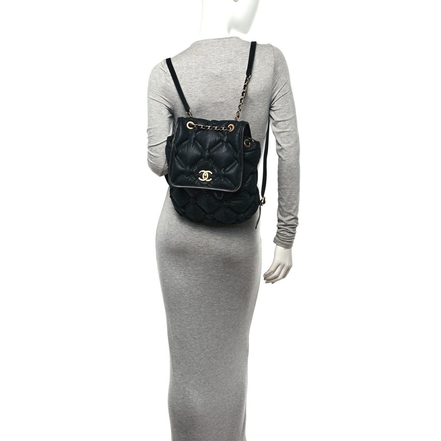 Chanel Iridescent Calfskin Quilted Chesterfield Backpack Black 2 of 11