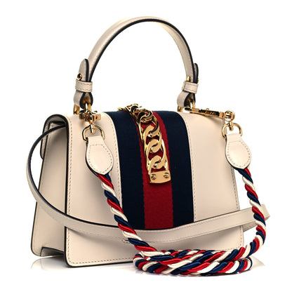 Gucci Calfskin Mini Sylvie Top Handle Bag White 3 of 9