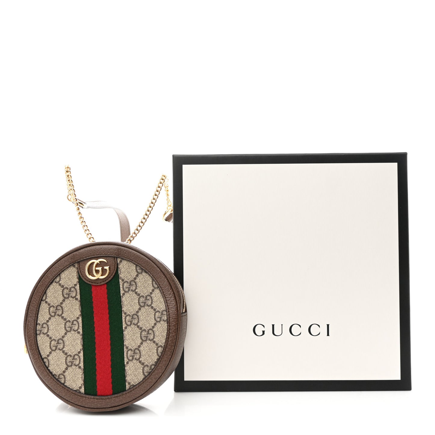 GG Supreme Monogram Web Mini Ophidia Round Backpack Brown