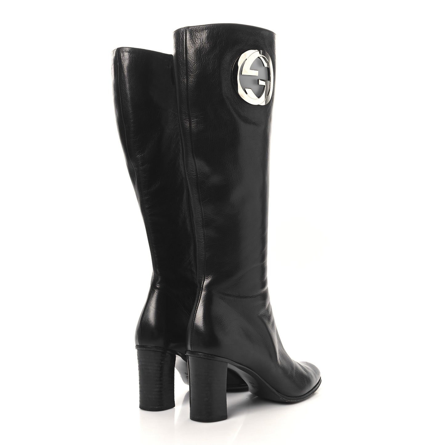 Calfskin Interlocking G Knee High Boots 9 Black