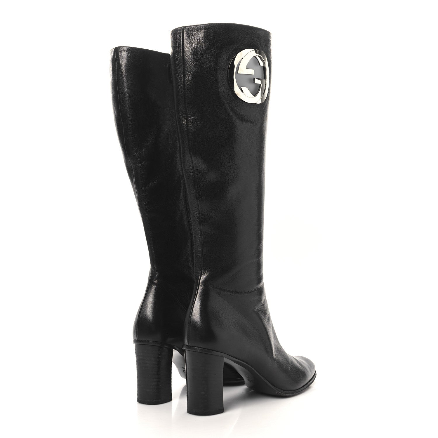 Gucci Calfskin Interlocking G Knee High Boots 9 Black 4 of 7