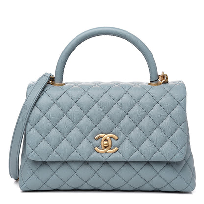 Chanel Caviar Quilted Small Coco Handle Flap Blue 1 of 11