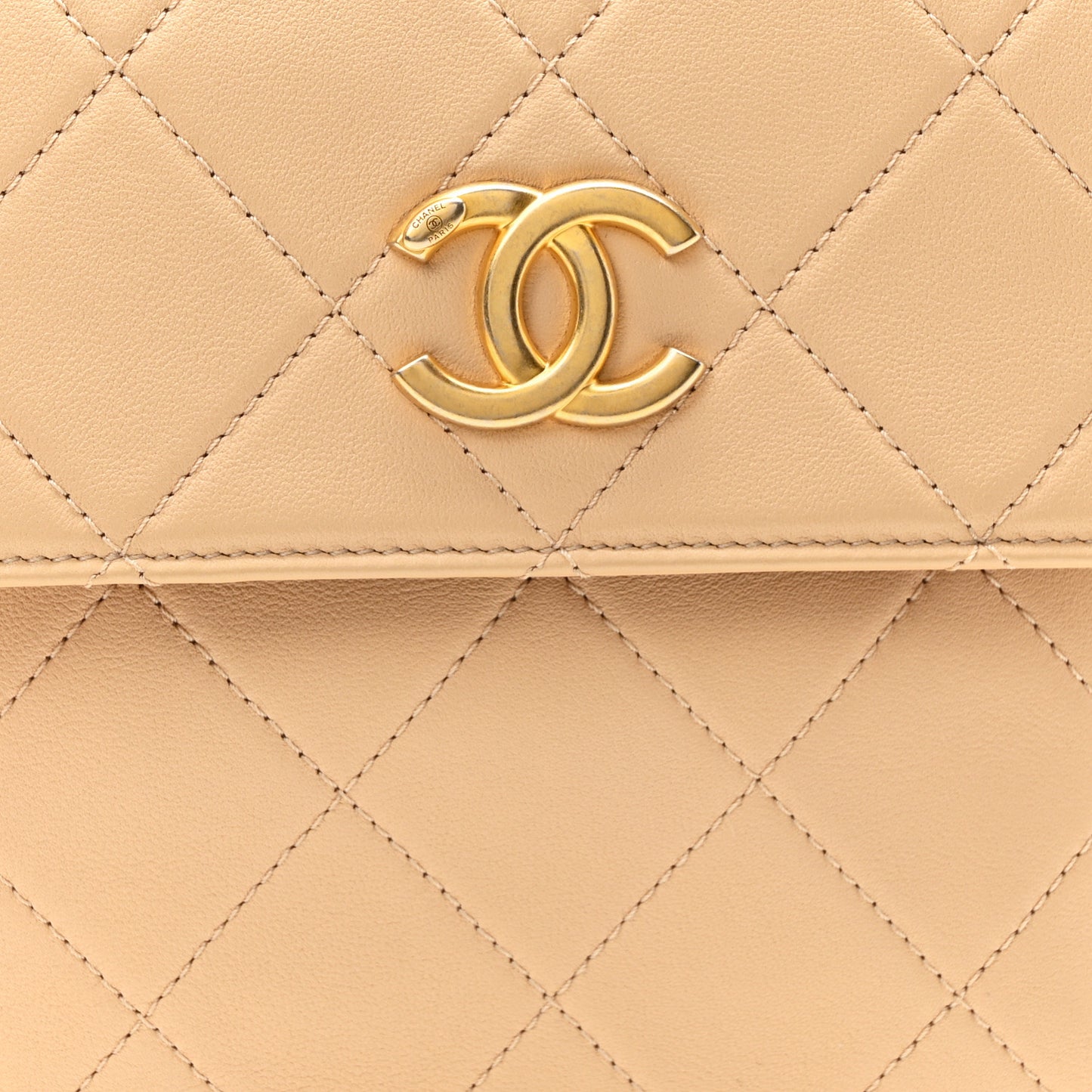 Calfskin Quilted Pearl Small Hobo Bag Beige