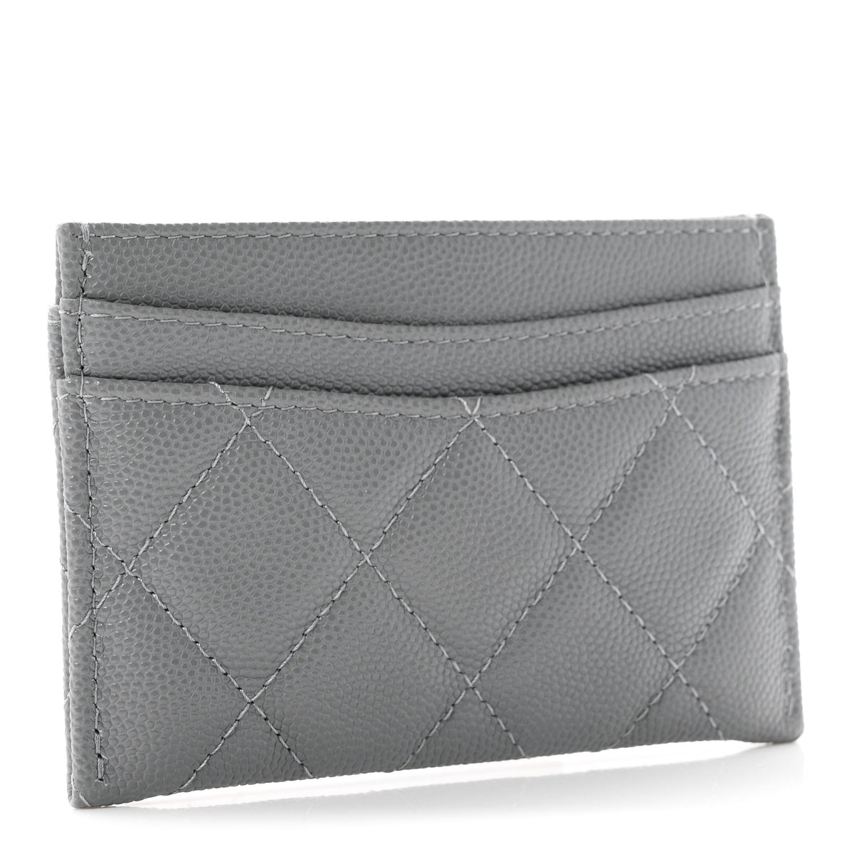 Caviar Quilted Card Holder Grey