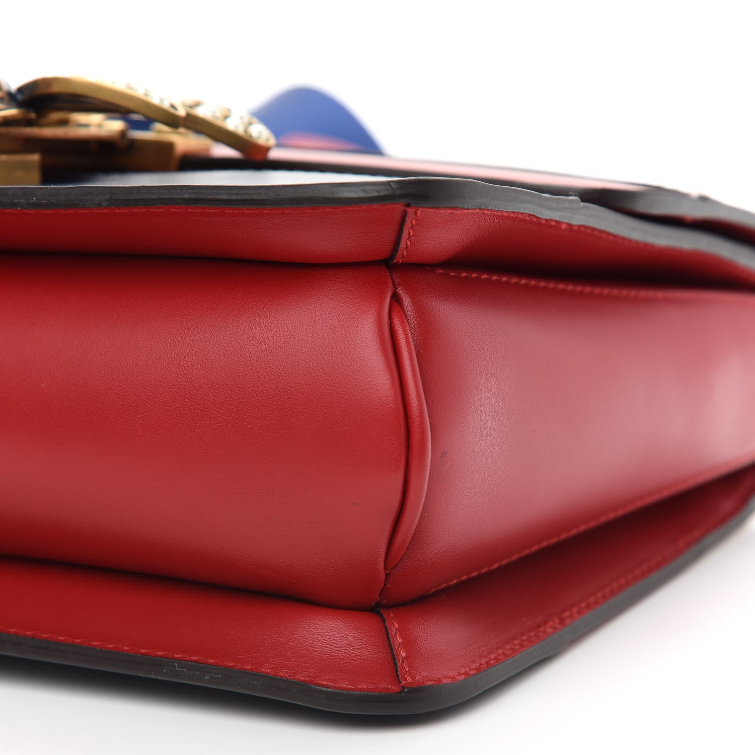 Gucci Calfskin Sylvie Web Queen Margaret Shoulder Bag Blue Agata Hibiscus Red Mystic White 9 of 9