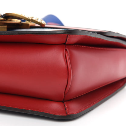 Gucci Calfskin Sylvie Web Queen Margaret Shoulder Bag Blue Agata Hibiscus Red Mystic White 9 of 9