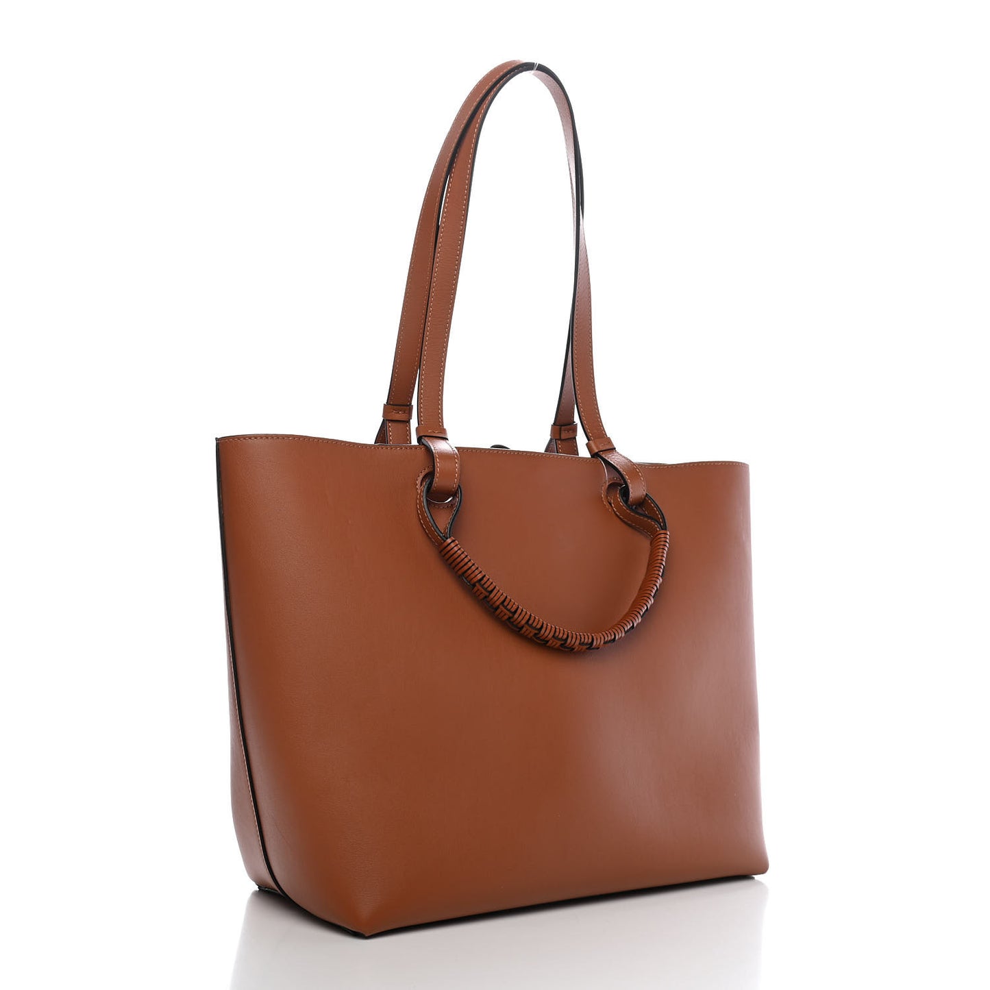 Smooth Calfskin Small Anagram Tote Tan