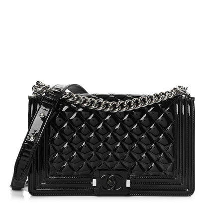 Chanel Patent Calfskin Quilted Medium Plexiglass Boy Flap Black 1 of 10