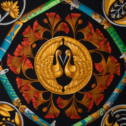 Hermes Silk Cashmere Daimyo Princes du Soleil Levant Shawl 140 GM 1 of 5
