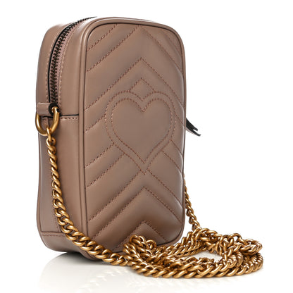 Gucci Calfskin Matelasse Mini GG Marmont Crossbody Bag Porcelain Rose 3 of 11