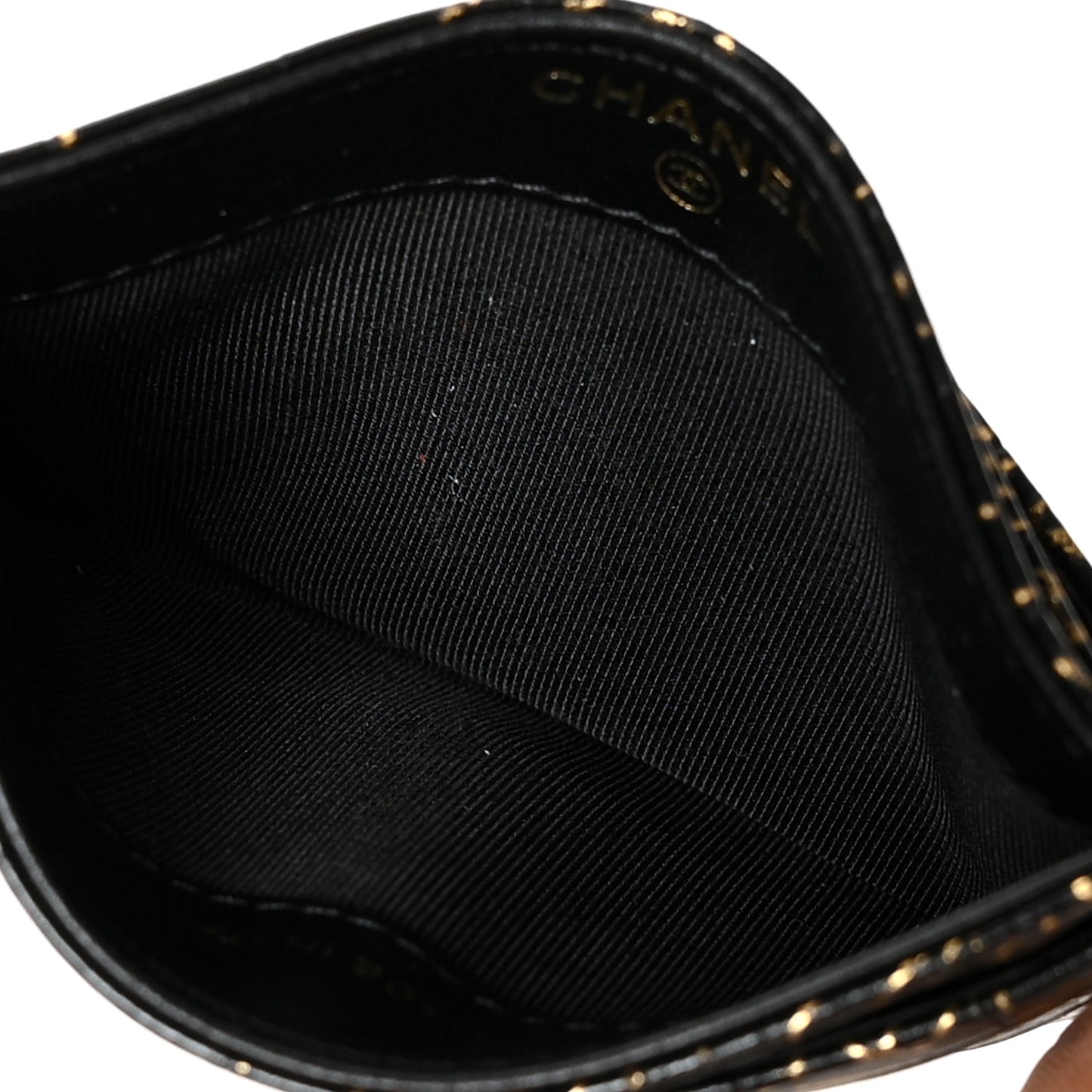 Calfskin Crocodile Embossed Graffiti 2.55 Cocodile Reissue Card Holder Black Gold