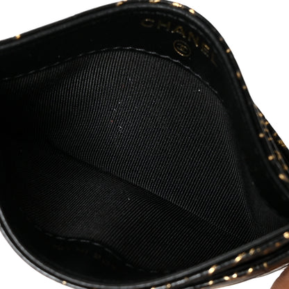 Chanel Calfskin Crocodile Embossed Graffiti 2.55 Cocodile Reissue Card Holder Black Gold 5 of 9