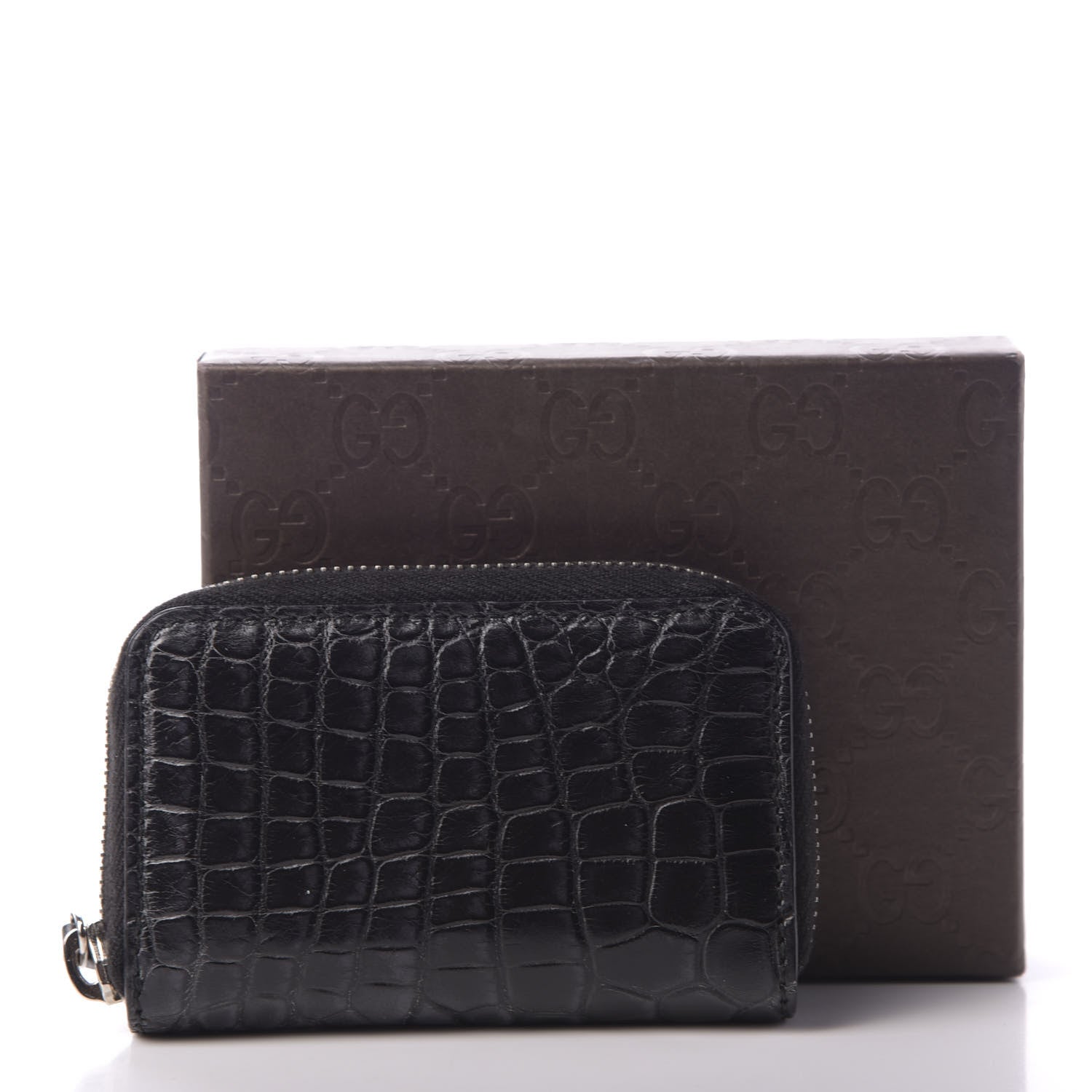 Gucci Crocodile Zip Around Card Case Black 8 of 8