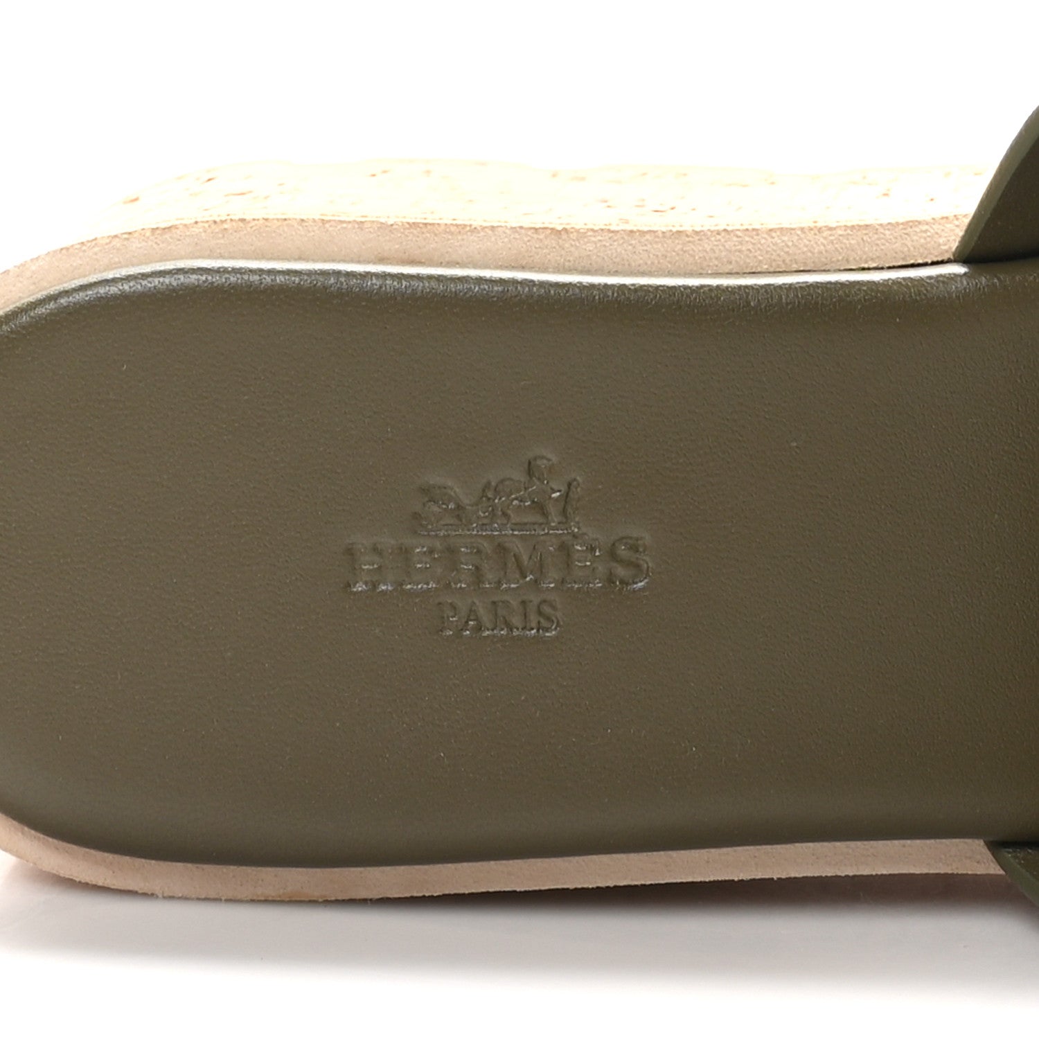 Hermes Suede Goatskin Cork Eze 30 Sandals 40 Vert Toundra 6 of 10