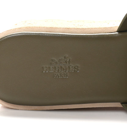 Hermes Suede Goatskin Cork Eze 30 Sandals 40 Vert Toundra 6 of 10