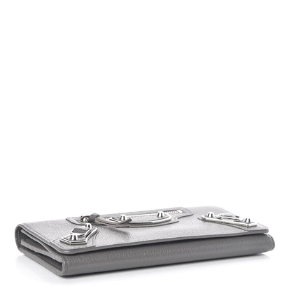 Balenciaga Chevre Silver Metallic Edge Hardware Money Wallet Gris Acier 4 of 8