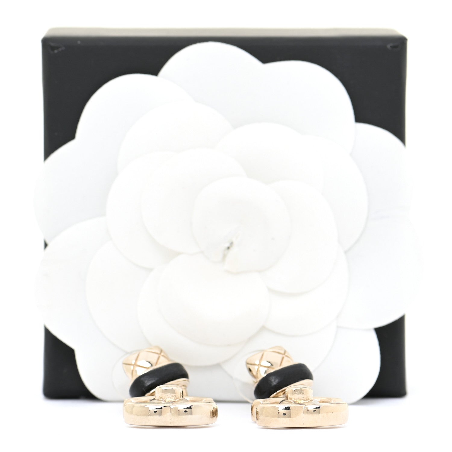 Chanel Lambskin CC Turnlock Drop Earrings Gold Black 5 of 5