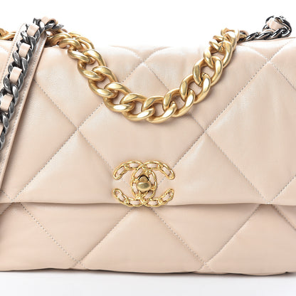 Chanel Lambskin Quilted Large 19 Flap Beige 7 of 9