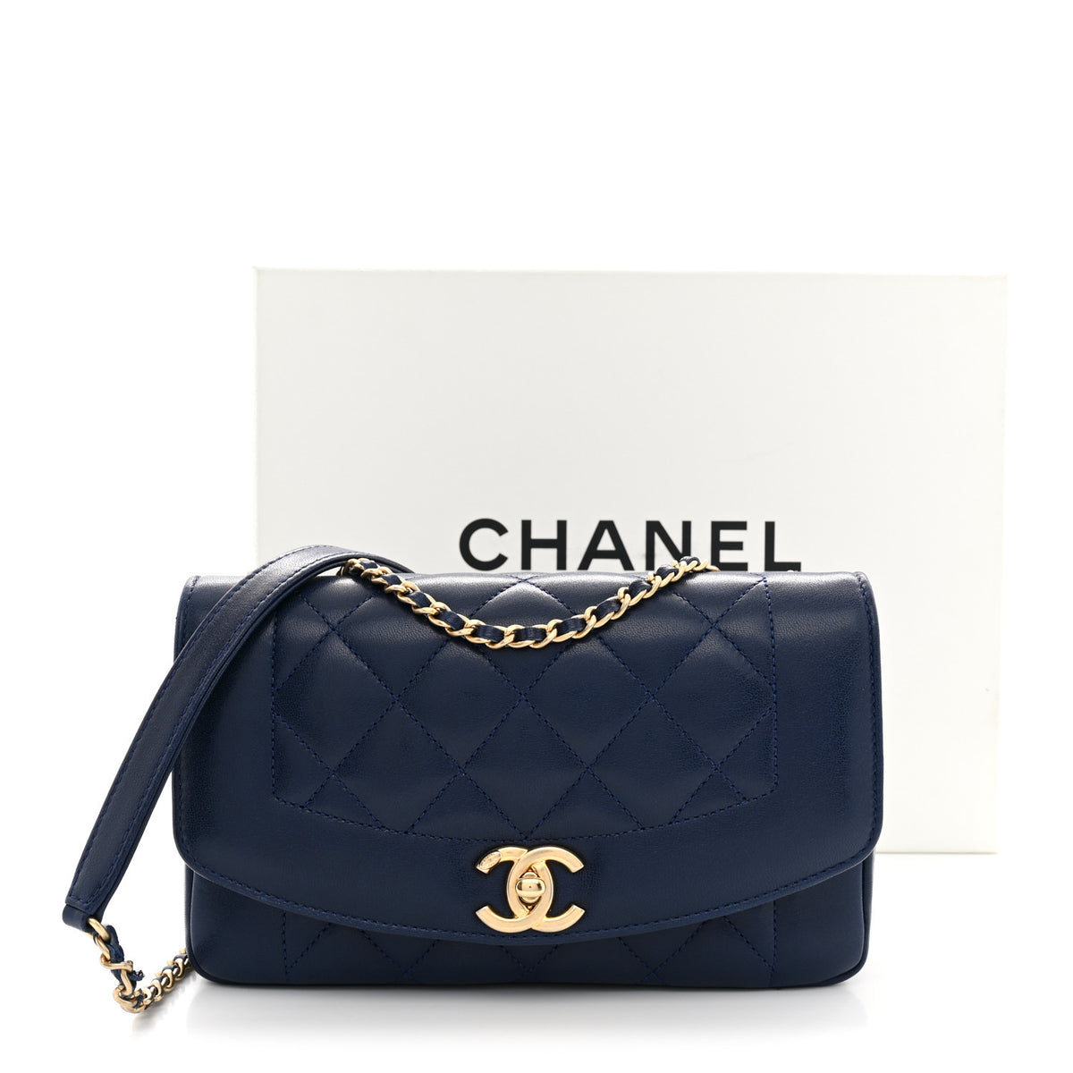 Chanel Lambskin Quilted Small Single Flap Navy 12 of 12