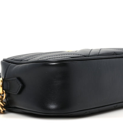 Gucci Calfskin Matelasse Small GG Marmont Chain Shoulder Bag Black 8 of 9
