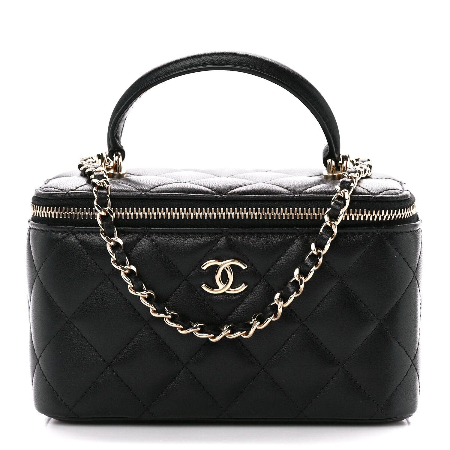 Chanel Lambskin Quilted Small Top Handle Vanity Case With Chain Black 1 of 11