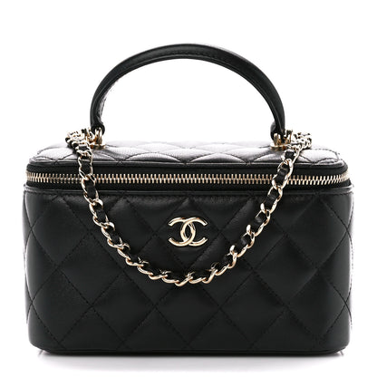 Chanel Lambskin Quilted Small Top Handle Vanity Case With Chain Black 1 of 11