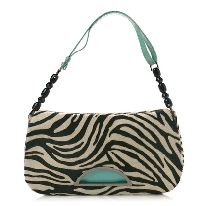 Christian Dior Pony Hair Leopard Print Malice Shoulder Bag White Black Blue 1 of 11
